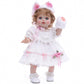 Cloveray Baby Doll  18 Inch Realistic Reborn Toddler Real Life Baby Dolls with White Lace Dress  Magnetic Cat Nose  Fluffy Paw Mitten & Tail  enhanced Collectible Gift for 3+ Year Old Girls