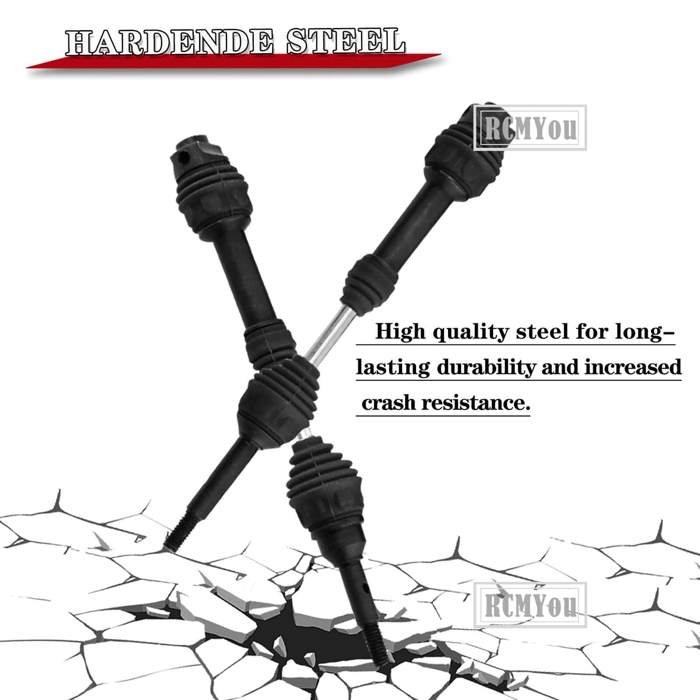 RCMYou Drive Shaft CVD Axles Upgrades Part for 1/10 Slash VXL 4X4,Rustler VXL 4X4 4WD,Stampede VXL 4X4 4WD,Hoss VXL 4X4 4WD,4Pcs