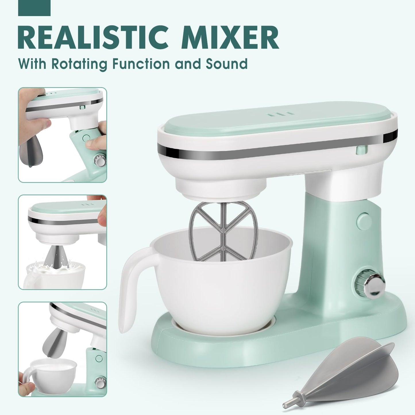 Pretend Play Kitchen Appliances Toy Set with Coffee Maker Machine, Mixer, Toaster, Blender, Kids Kitchen Playset, Play Kitchen A