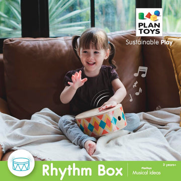 Plantoys Rhythm Box - Sustainably-Made Toddler Drums Based On Cajon Hand Drum Box For Creativity And Fine Motor Skills, Made Wit