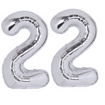 40 Inch Number 22 Balloon Silver Jumbo Giant Big Large Number 22 Foil Mylar Silver Balloons 22Th Birthday Party Anniversary Deco
