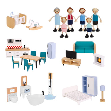 Tookyland Wooden Dollhouse For Kids Doll House With Simulated Luxury Furniture Set Preschool Dollhouse Playset For Girls Toddlers Gifts