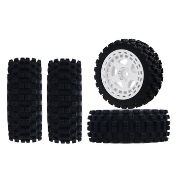 Mesimsple Pre Glued Plastic Wheel and Rubber Tire ARA550114 for 1/18 Typhon Grom Series Upgrade Parts White