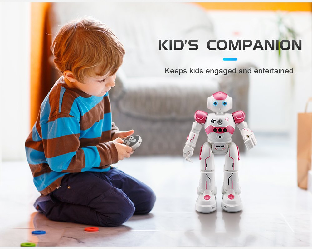 PowerTRC RC Robot Toys for Kids, Remote Control Smart Robot, Programmable, Gesture Sensing Toy with Light & Sound Birthday Gift