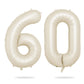Biapian 40 Inch Cream Number 60 Balloon, 60Th Birthday Balloons, Big Digital 60 Beige White Giant 60 Foil Balloon Helium For Men
