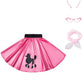 Inbakjade Girls Poodle Skirt 50S Costume Accessories Glasses, Scarf, Headband For Kids Halloween Costume(4-6T)