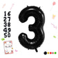 Smlpuame 40 Inch Number Balloon 0-9 Black Large Number 3 Balloons,Digital Balloons For Birthday Party Celebration Decorations Su