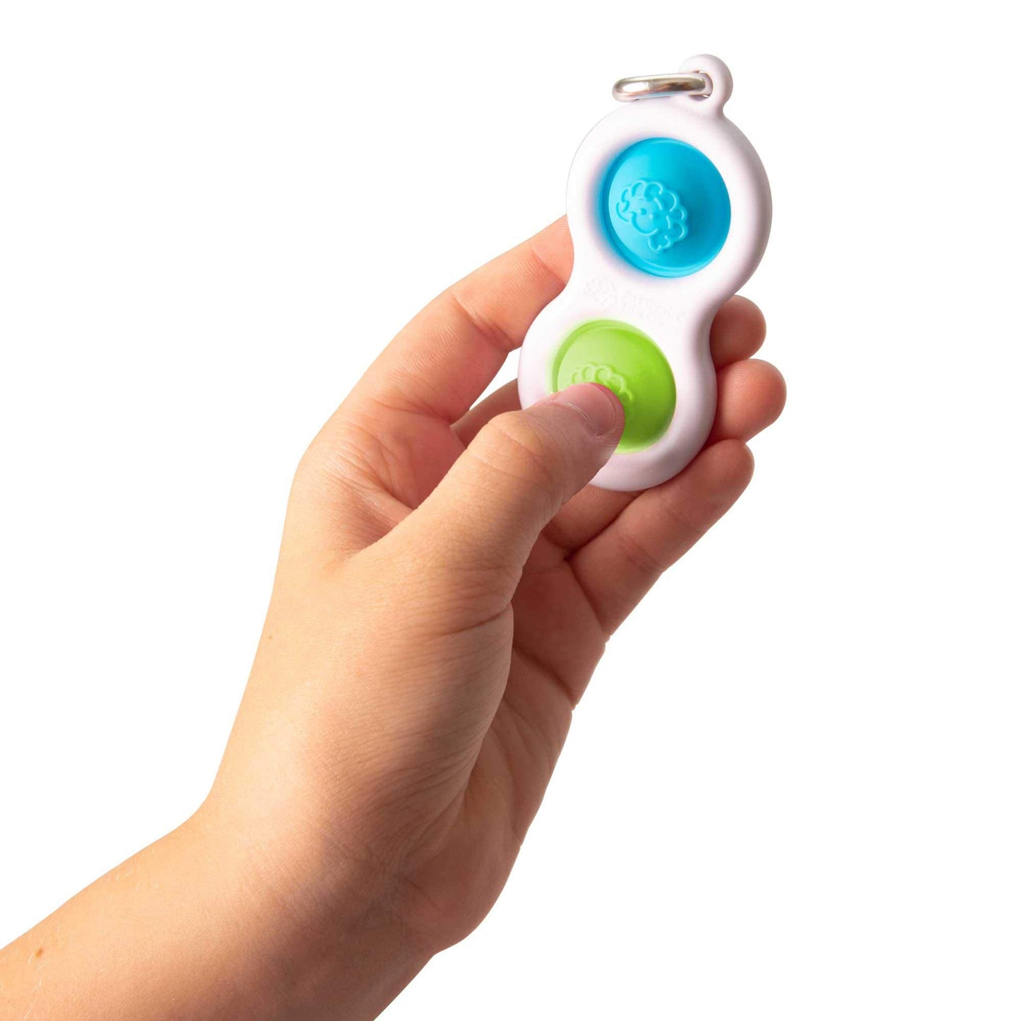 Fat Brain Toys Simpl Dimpl - Simple Dimple - Blue/Lime - Popping Fidget Keychain