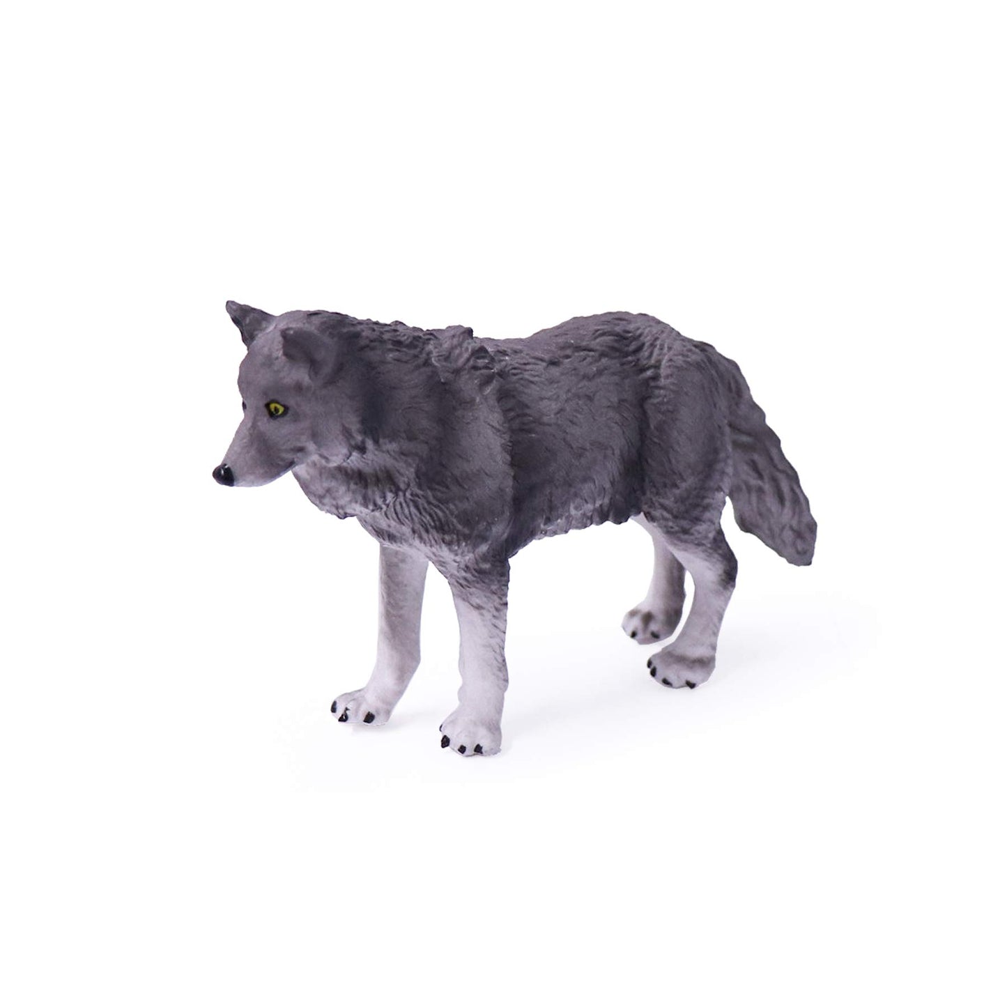 Uandme 4Pcs Wolf Toy Figurines Set Wolf Animal Figures Grey Wolf Family Cake Topper Toy Gift For Kids (Grey)