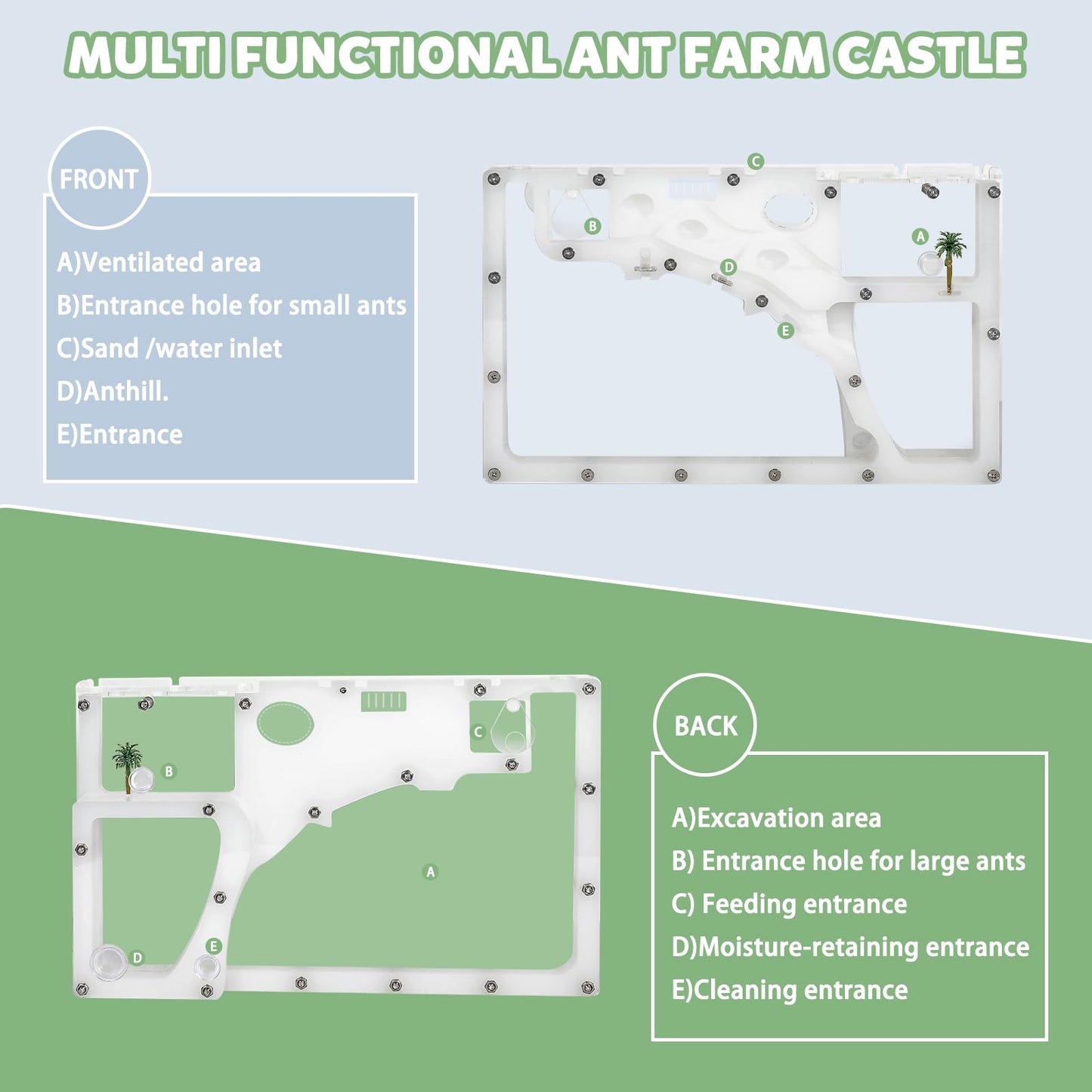 Blevla Ant Farms with Connections  Ant Farms for Kids & mature-themed  Live Ants for Ant Farm Educational Science DIY Toy Kit - STEM Learning Toy - Great Gifts for Boys & Girls (Rectangle)