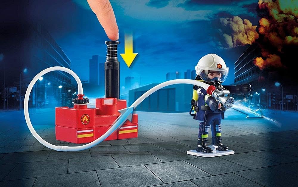 Playmobil Firefighters with Water Pump, Metal, Multi Color, Model 9468