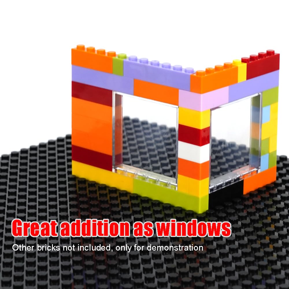 Pasacho Clear Transparent Flat Plates Bricks, 24 Pieces, 1x6x5 Classic, ABS Material, Tansparent 1x6x5