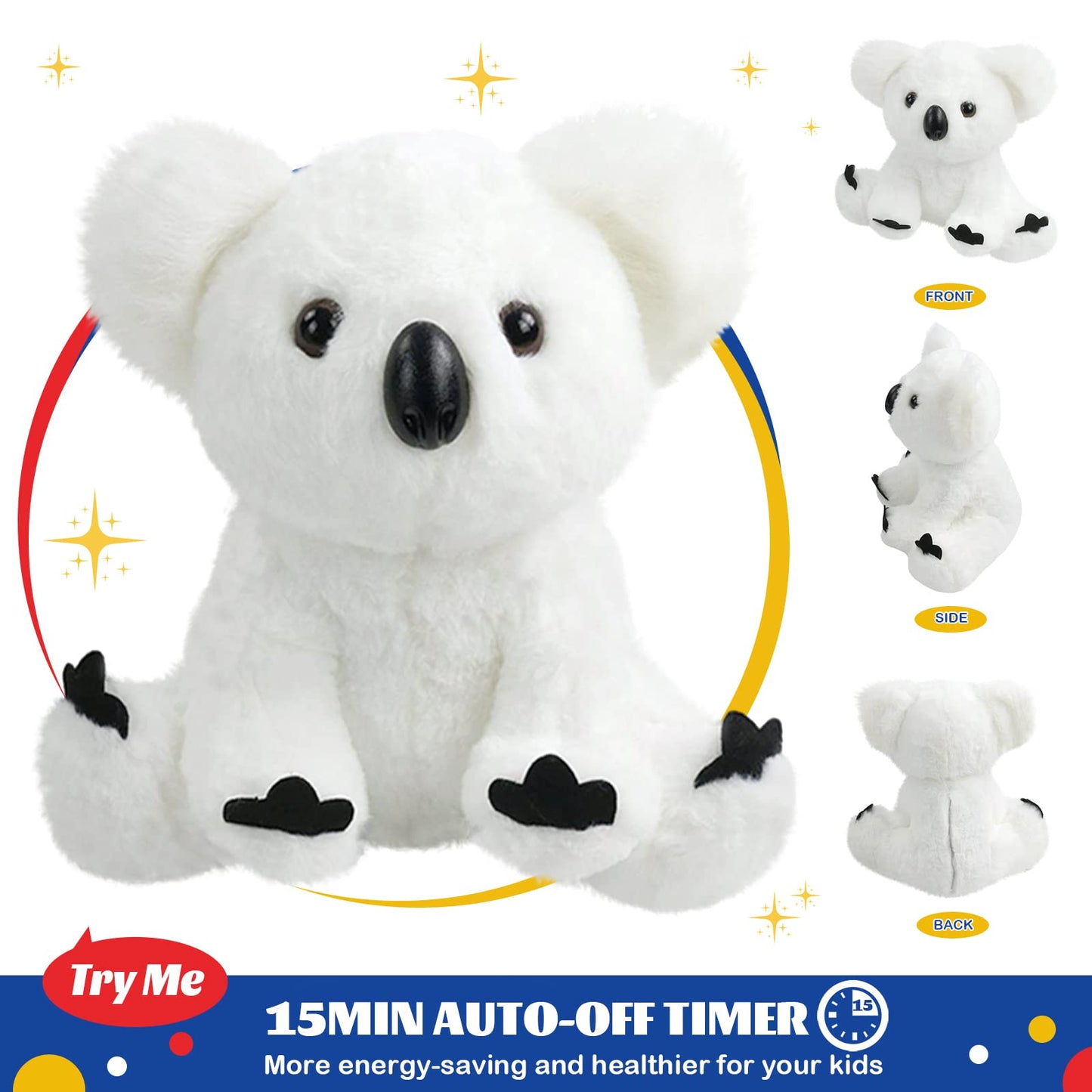 Glow Guards Musical Light Up White Koala Stuffed Animal Led Singing Wildlife Soft Plush Toy With Night Lights Lullabies Birthday