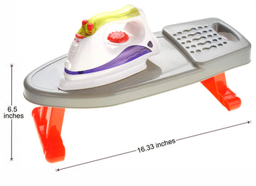 Powertrc Pretend Laundry Play Set Toy For Toddlers, Ironing Board Toy Set With Realistic Light & Sound Iron, Dryer, Hanger For K