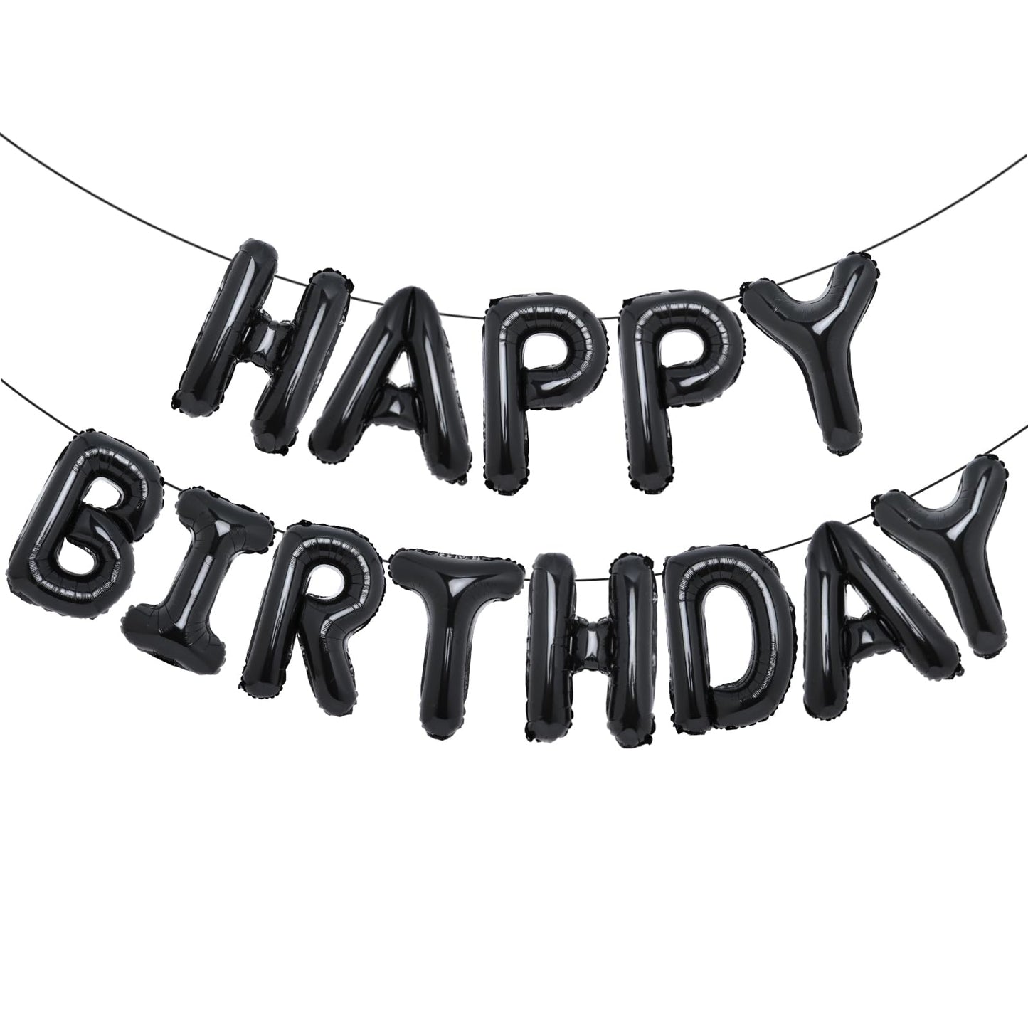 Accevo Black Happy Birthday Balloons Banner For Kids 16 Inch Foil Happy Birthday Sign Banner Letters Balloon 3D Happy Birthday B