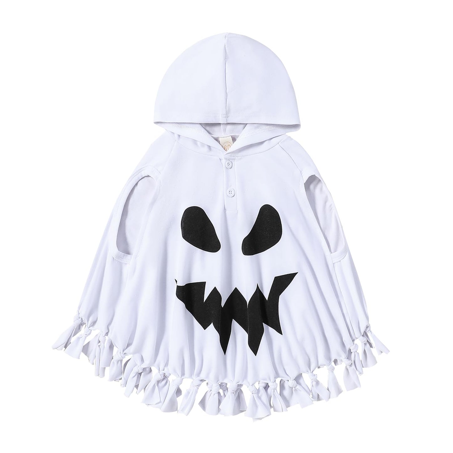 Kavousa Toddler Kids Baby Girl Boy Ghost Costume Halloween Cloak Cape Hat Funny Cosplay Clothes (Hooded Sleeveless Top White, 5-