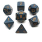 Chessex Polyhedral 7-Die Opaque Dice Set - Dusty Blue with Copper Numbers
