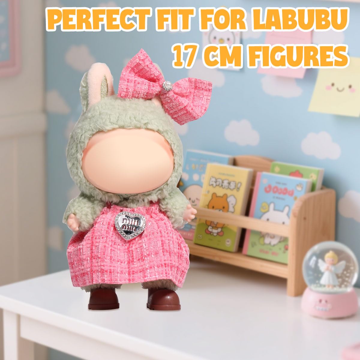 AICase for Labubu Clothes Designer/for Labubu Outfits Clothes Set for 17cm Lububu Doll 2 Piece Set enhanced elegant Chic Dress Clothing for LA BUBU  Girls Stylish Doll Clothes Accessories (No Doll)