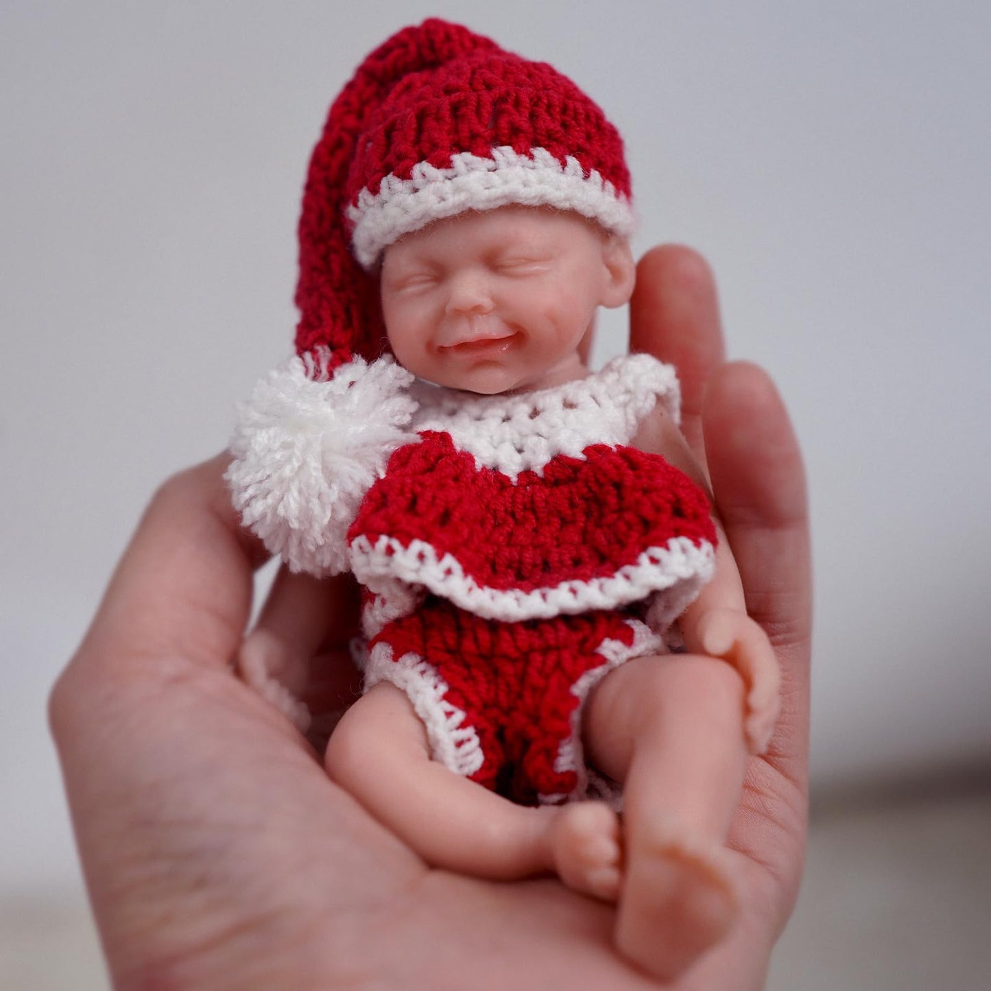 Mire & Mire Reborn Baby Dolls, 4.5 Inch Sleeping Full Silicone Mini Baby Doll With Feeding Accessories Smile Realistic Baby Doll
