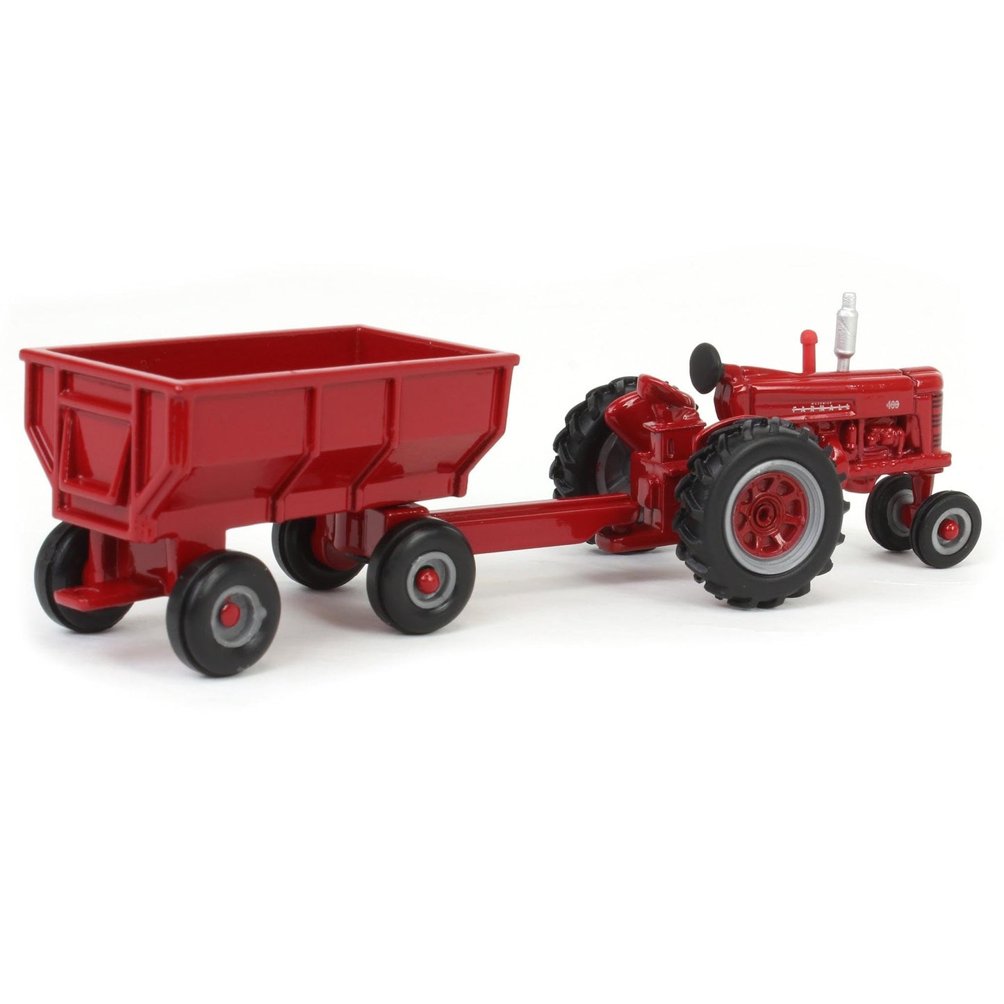 Case IH 1/64 Farmall 400 Narrow Front Tractor with Flarebox Wagon, Diecast Metal, Soft-feel Tires, Ages 3+