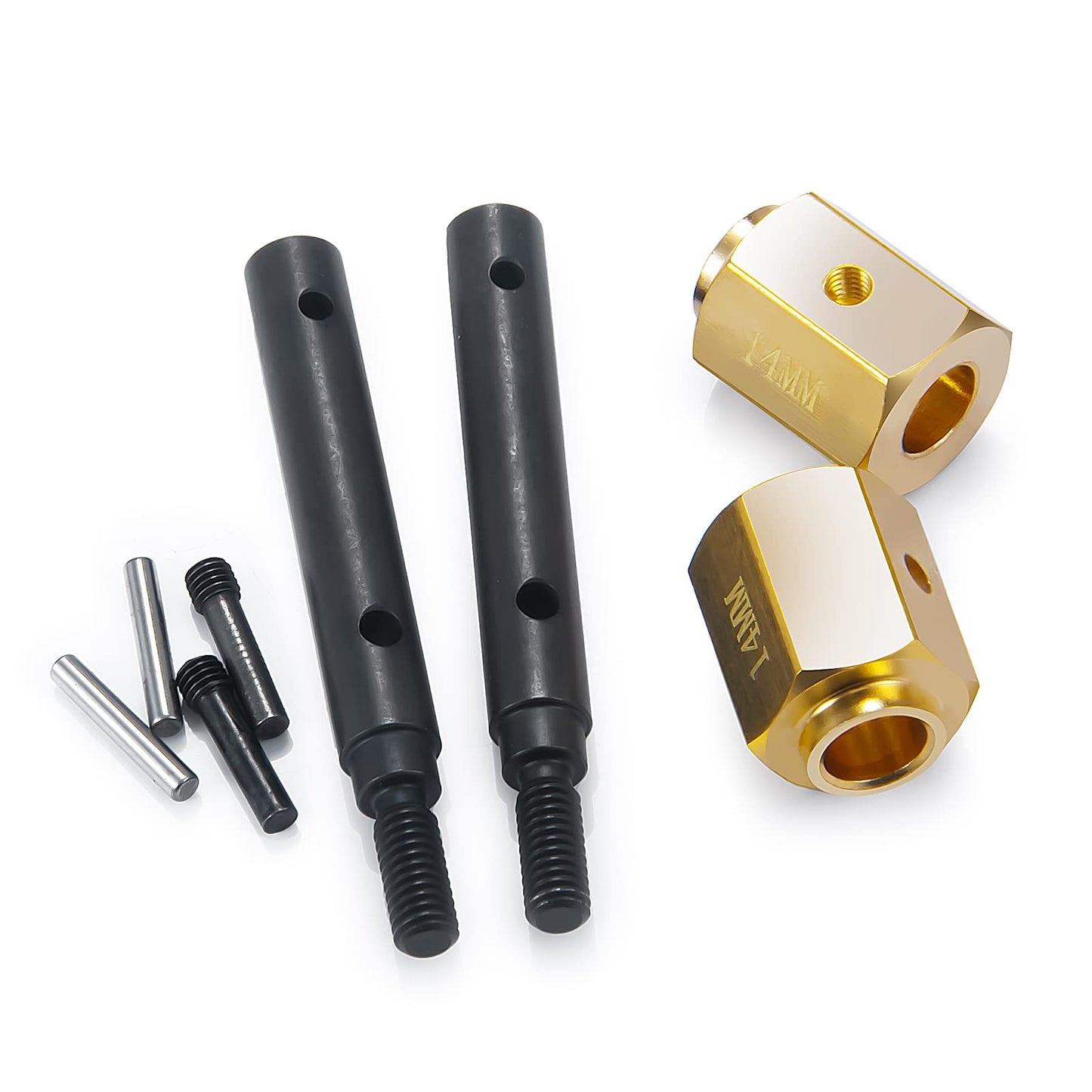 MORLORDY RC Portal Drive Stub Axle 14mm Extension Brass Hex Adaptor Set for 1/10 Scale RC Crawler Car TRX4 Upgrades