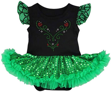 HOIZOSG Baby Girls Anna Princess Costume Halloween Christmas Party Outfits Birthday Romper Tutu Dress w/Headband Shoes Green XL