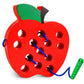 Lacing Toys For Toddlers - Wooden Lacing Apple Threading Toy, Shape Puzzle Fun Travel Game For Montessori Early Learning Of Fine Motor Skills Lacing Toy, Educational Gift For Boys And Girls Ages 3-5