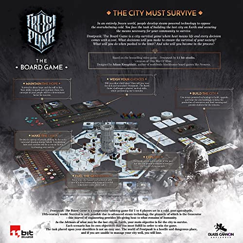 Frostpunk The Board Game - Manage Society In An Ice-Age Apocalypse! Cooperative Survival Strategy Game For Adults, Ages 16+, 1-4 Players, 120-150 Minute Playtime, Made By Rebel Studio