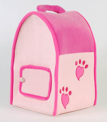 Unipak Sfs Gift Bundle - 12' Plush Pink Dog House Carrying Case With Five (5) Stuffed Animal Dogs (Pink Poodle, Pug, Chihuahua, Beagle, And White Terrier) + Five Mini Puppy Figures