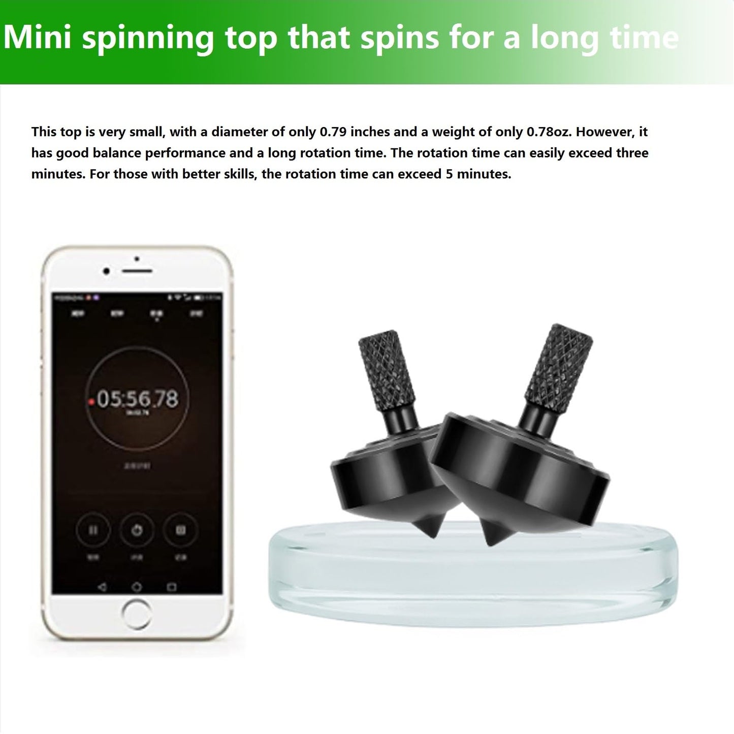 CHEETOP Stainless Steel Spinning Top  Precision Mini Desktop Gyroscope  Kill Time Reduce Stress ADHD Toys  Perfect Balance Gyro (Black Style 2)