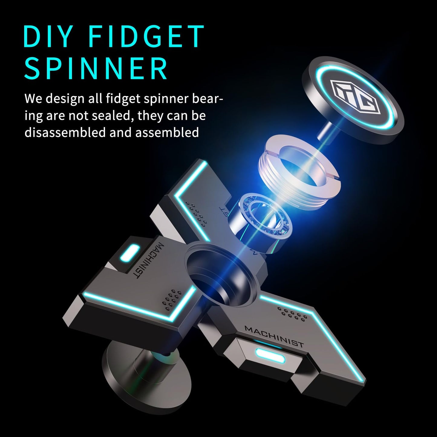 Fidget Spinners  INNPLUS Fidget Spinners for Kids  Fidget Toys  Fidgets for Kids Metal Fidget Spinner with Luminous Light Stress Relief  Spinner Absorb Light Then Release in Dark