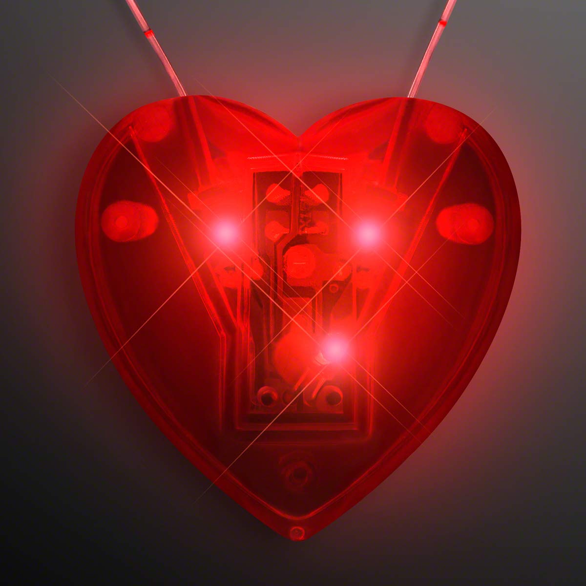 FlashingBlinkyLights Red Flashing LED Light Up Heart Necklace - Perfect for Parties, Gifts, and Festivals