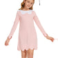 Christmas Dress Girls Pink Costume Vintage Old Fashioned Gown Dress with Headband (7-8 Years)