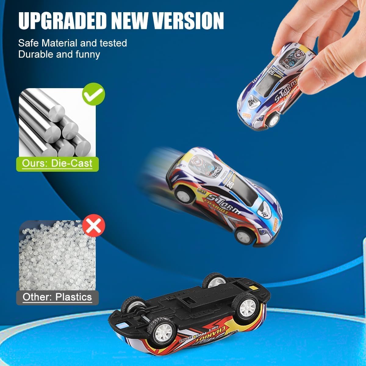 Mostop 100 PCS Mini Pull Back Car Set, Pull Back Racing Vehicles for Kids Toddlers, Kids Party Favors Car Pack Toy with Storage
