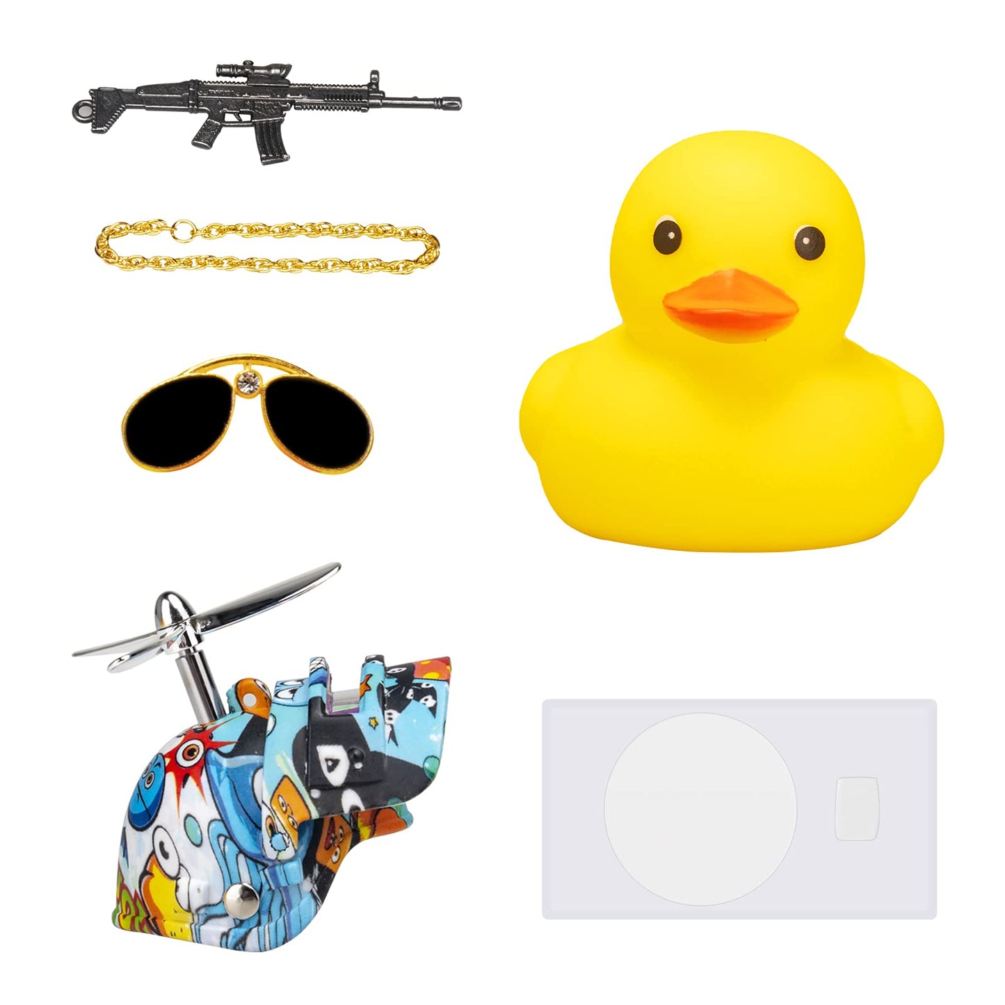 Wonuu Rubber Yellow Duck Car Ornaments Cool Duck Car Dashboard Decorations With Propeller Helmet Sunglasses (Underwater World-Yellow G)
