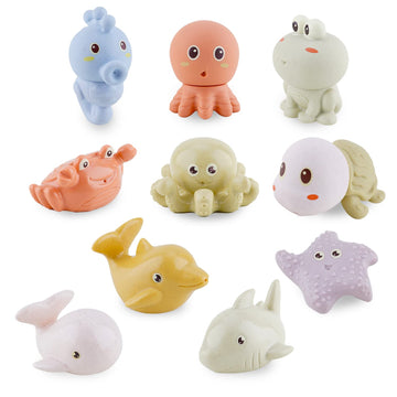 Bath Toys For Babies 6-12 Months - 10Pcs Bath Squirt Toys Silicone Ocean Animals Bathtub Float Toy For Water Play Kids Preschool Education Toy Learning Skills For Bathroom