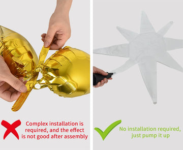 Toniful 4 Pcs 22Inch 4D Huge White Star Balloons Explosion Star Mylar Foil Balloons For Party Supplies Backdrop Christmas,Birthd