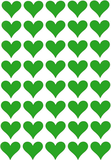 19Mm (3/4 Inch) Green Heart Sticker Sheets Crafting Labels For Decorations And Party Supplies - 4320 Pack By Royal Green
