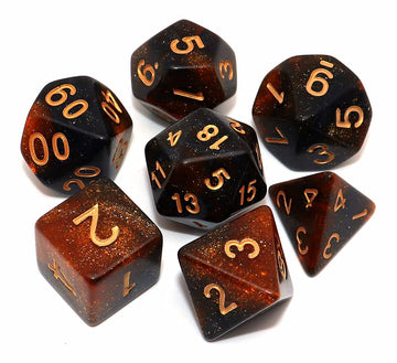 CREEBUY DND Dice Set Black Mix Gold Nebula Dice for Dungeon and Dragons D&D RPG Role Playing Games Dice Set with D20 D12 D10 D%