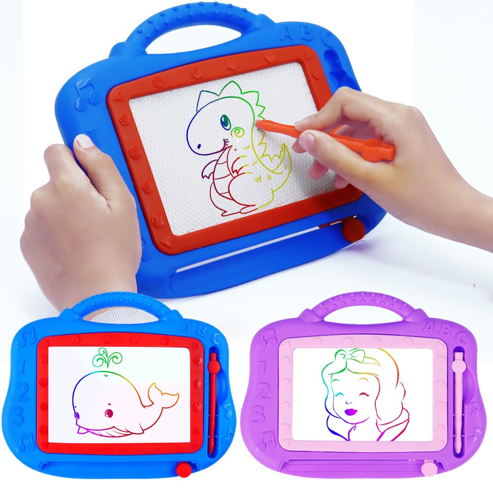 YI-YANG-AII Magnetic Drawing Board for Toddlers,2 Pack Travel Size Toddler Toys Color Sketch Graffiti Board and Erasable Sketchi