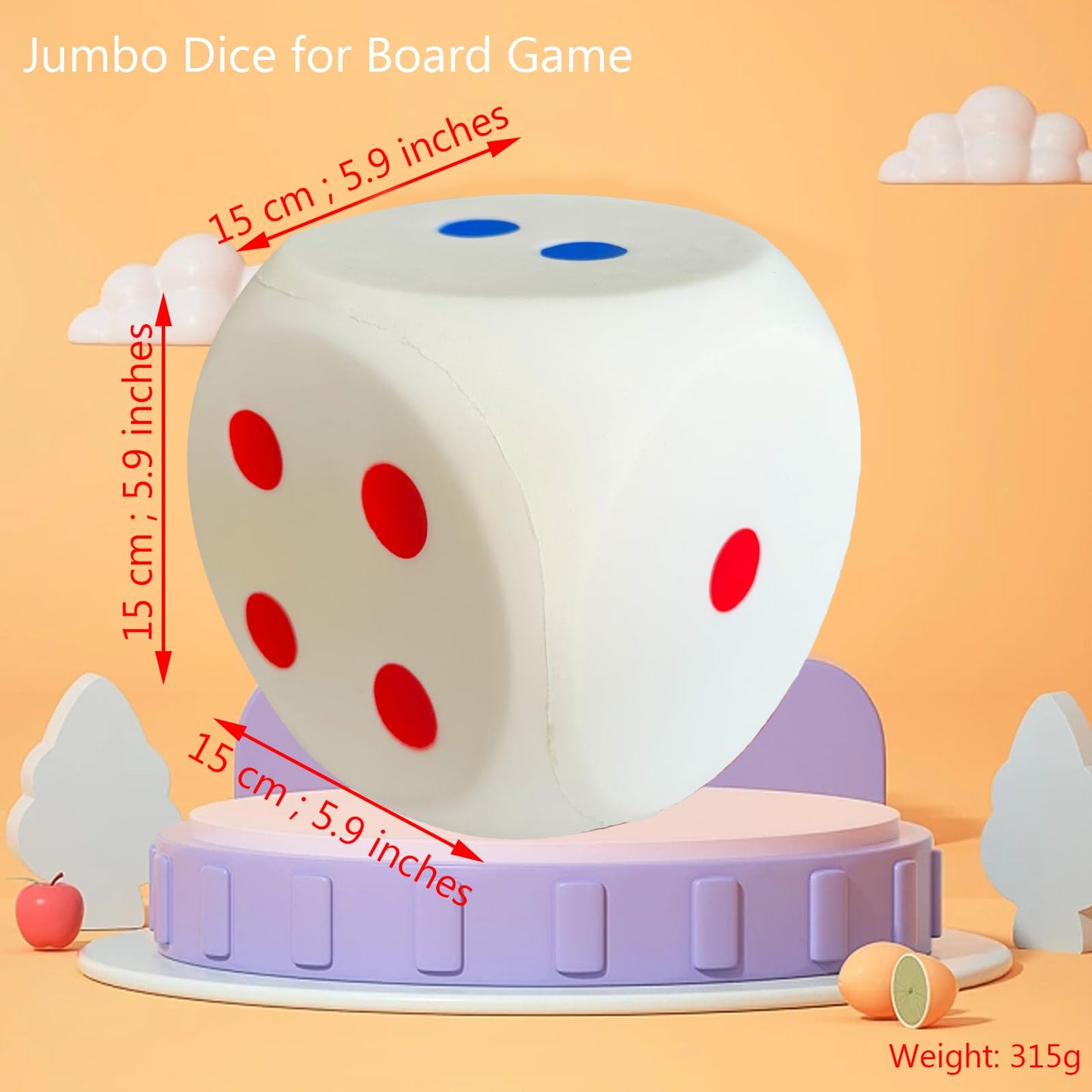 funnysquee Giant 5.9 Inches Kawaii Foam Dice: A Fun-Filled, Educational Toy for Game Nights and Learning Sessions (Lucky White)