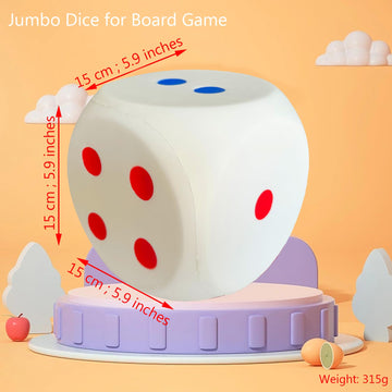 funnysquee Giant 5.9 Inches Kawaii Foam Dice: A Fun-Filled, Educational Toy for Game Nights and Learning Sessions (Lucky White)