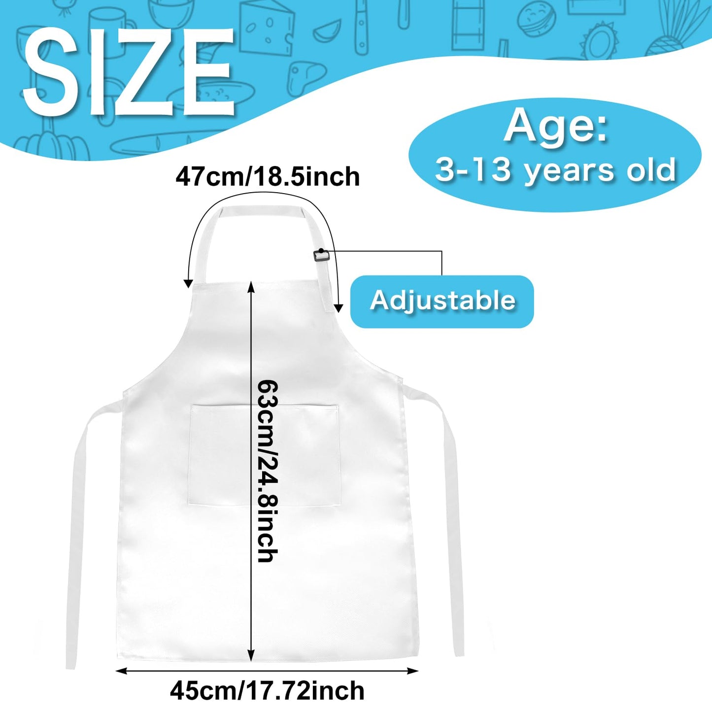 PLULON 15Pcs Kids Aprons with 2 Pockets Painting Aprons for Kids Aprons for Kids Bulk, Paint Apron Adjustable Children Chef Apro