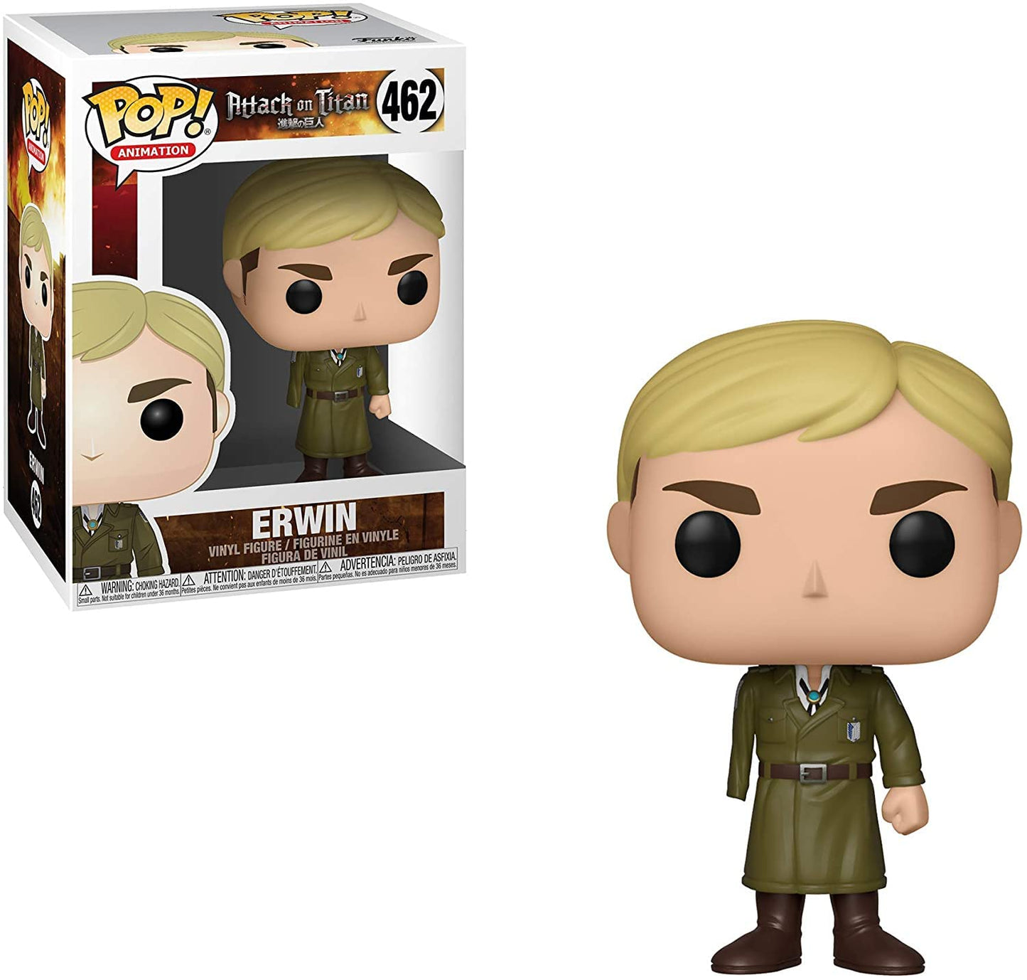 Pop Attack On Titan - Erwin Smith (One-Armed) Funko Pop! Vinyl Figure (Bundled With Compatible Pop Box Protector Case), Multicolored, 3.75 Inches