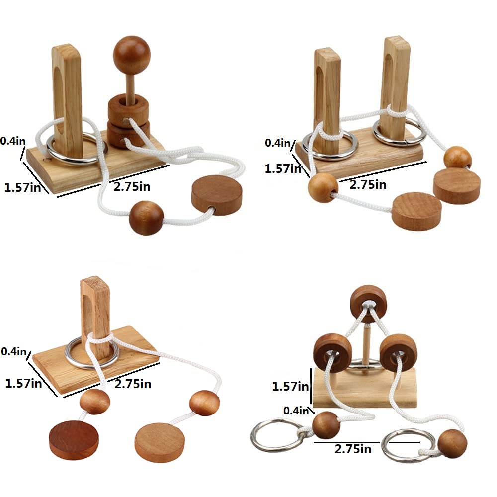 Brain Teaser Puzzle Wooden Threading Rope Loop Puzzle Luban Lock Brain Teaser Game mature-themed Kids Toy Puzzles for mature-themeds (4)