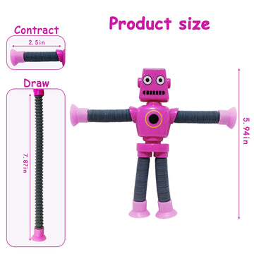 32 PCS Suction Cup Robot Toy Shape Changing Telescopic Pop Tubes Autism Sensory Toy Kids Girls Boys Toddlers mature-themed Funny Robot Action Figure Bendable Fidget Toy Gift Birthday Party Favors Christmas