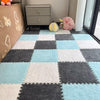 18Pcs Plush Puzzle Foam Floor Mat, 11.8X11.8In Soft Anti-Slip Puzzle Area Rug Playmat For Room,Blue+Grey+White