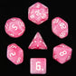 7PCS Polyhedral DND Dice, D&D Dice Set Filled with Pink and White Swirls for Role Playing Dice Games as DND RPG MTG Table Games