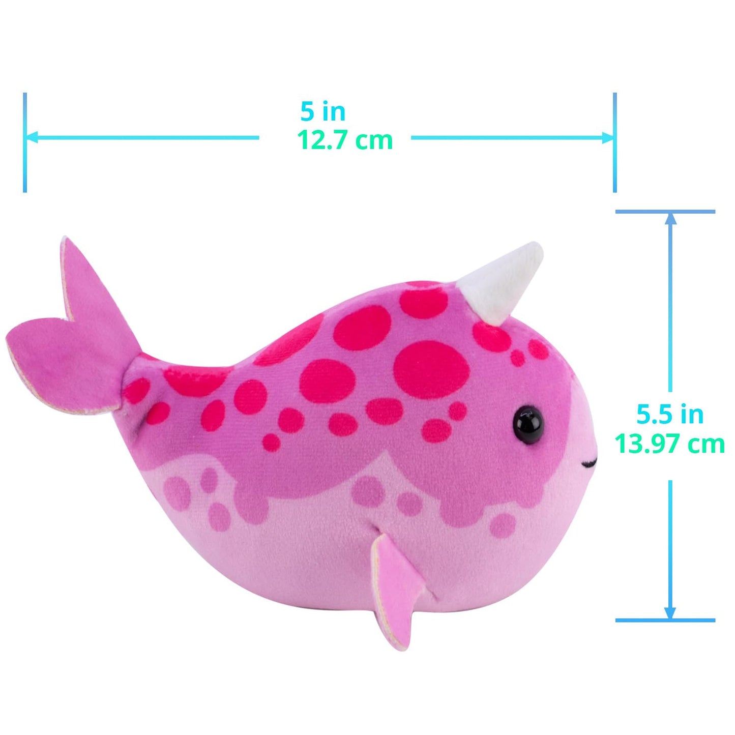 Zhuzhu (Narwhal + Orca) Fish 2-Pack B | Small Stuffed Animals With Motor Inside Suitable For Ocean Party Favors | Batteries Requ