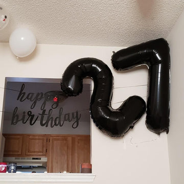 Paticool 40 Inch Black Number Balloon 7, Large Number Foil Balloons Mylar For Girl Boy Birthday Party Celebration Decorations Su